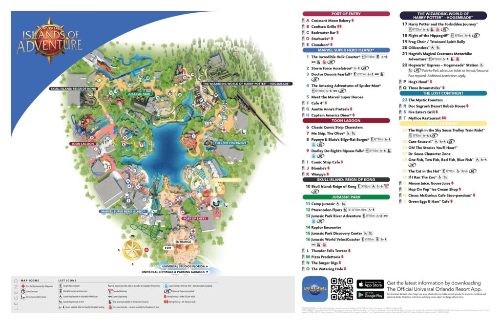 Mapa Universal Islands of Adventure 2025